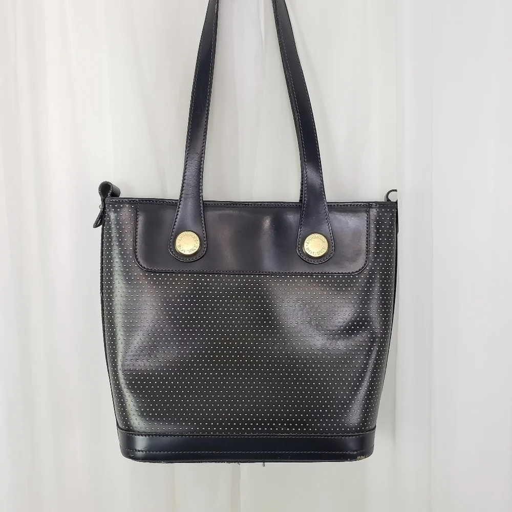 Vintage Dooney & Bourke black perforated leather large shoulder bag - Picture 5 of 13